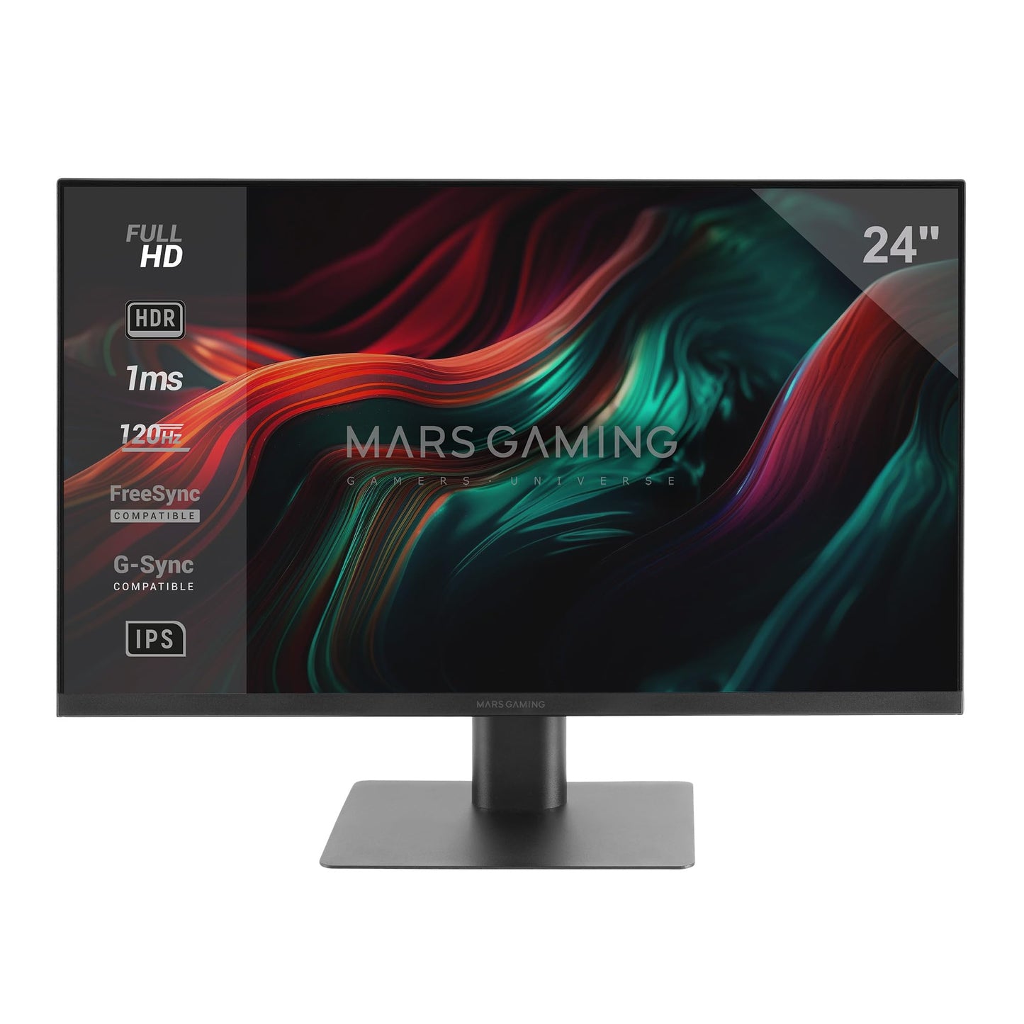 MARSGAMING MV-24 - 24" IPS FHD 120Hz monitor, HDR10, 1ms, FreeSync, G-SYNC, built-in speakers, low blue light, black