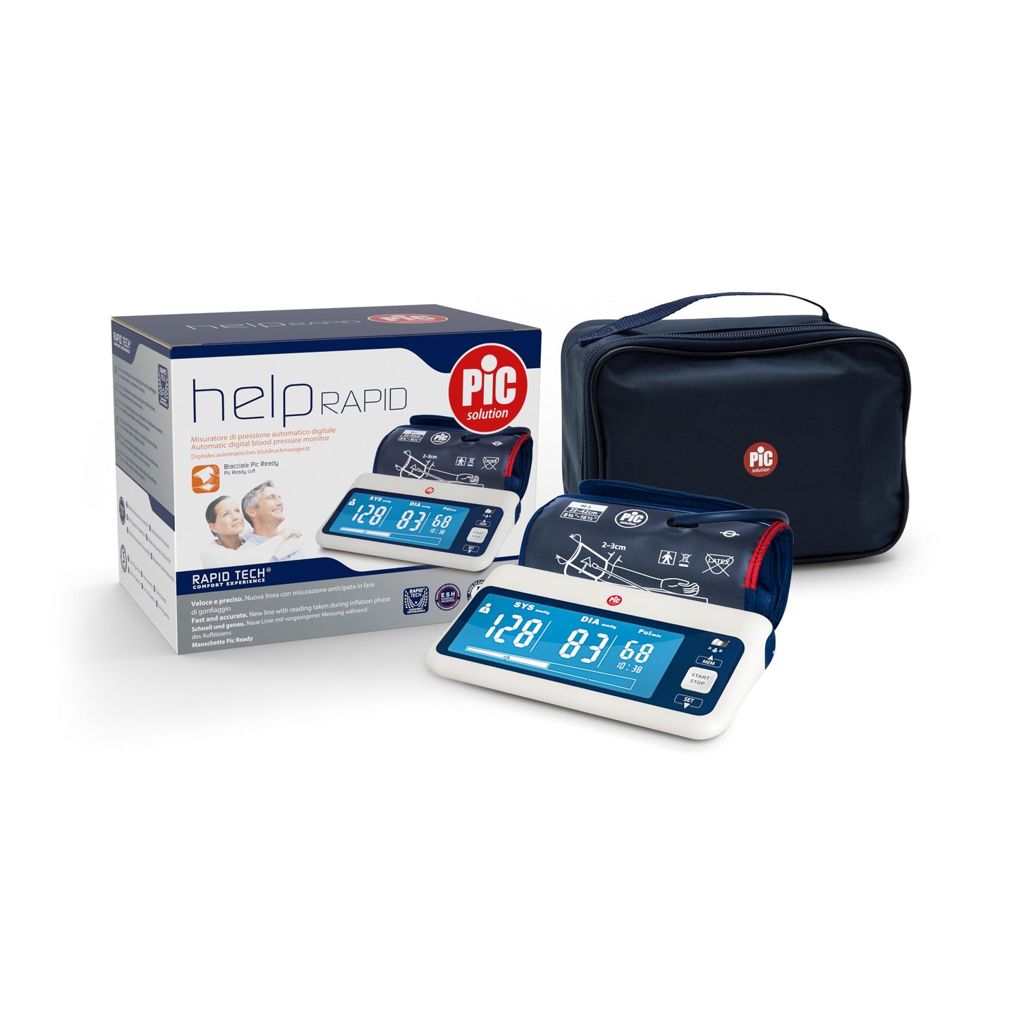 Pic Solution ātrā digitālā rokas asinsspiediena mērīšanas ierīce - precīza, kompakta, viegli lietojama.