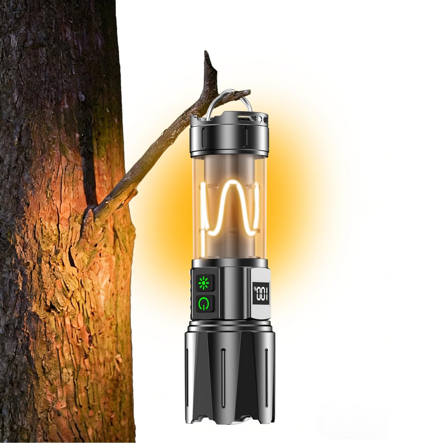 Uzlādējams LED lukturis Relybo 1000000 Lumen, 10 režīmi, 360° COB kempingam