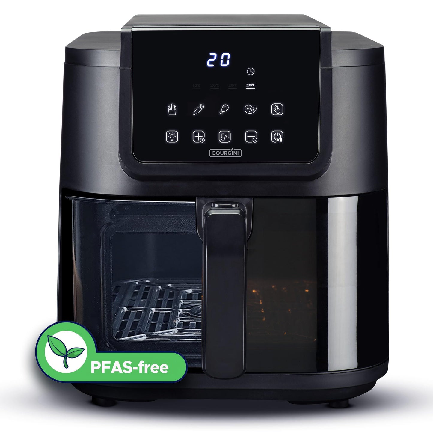 Bourgini Airfryer XXL - 8-liter capacity, rapid air technology, healthy frying, sleek design.