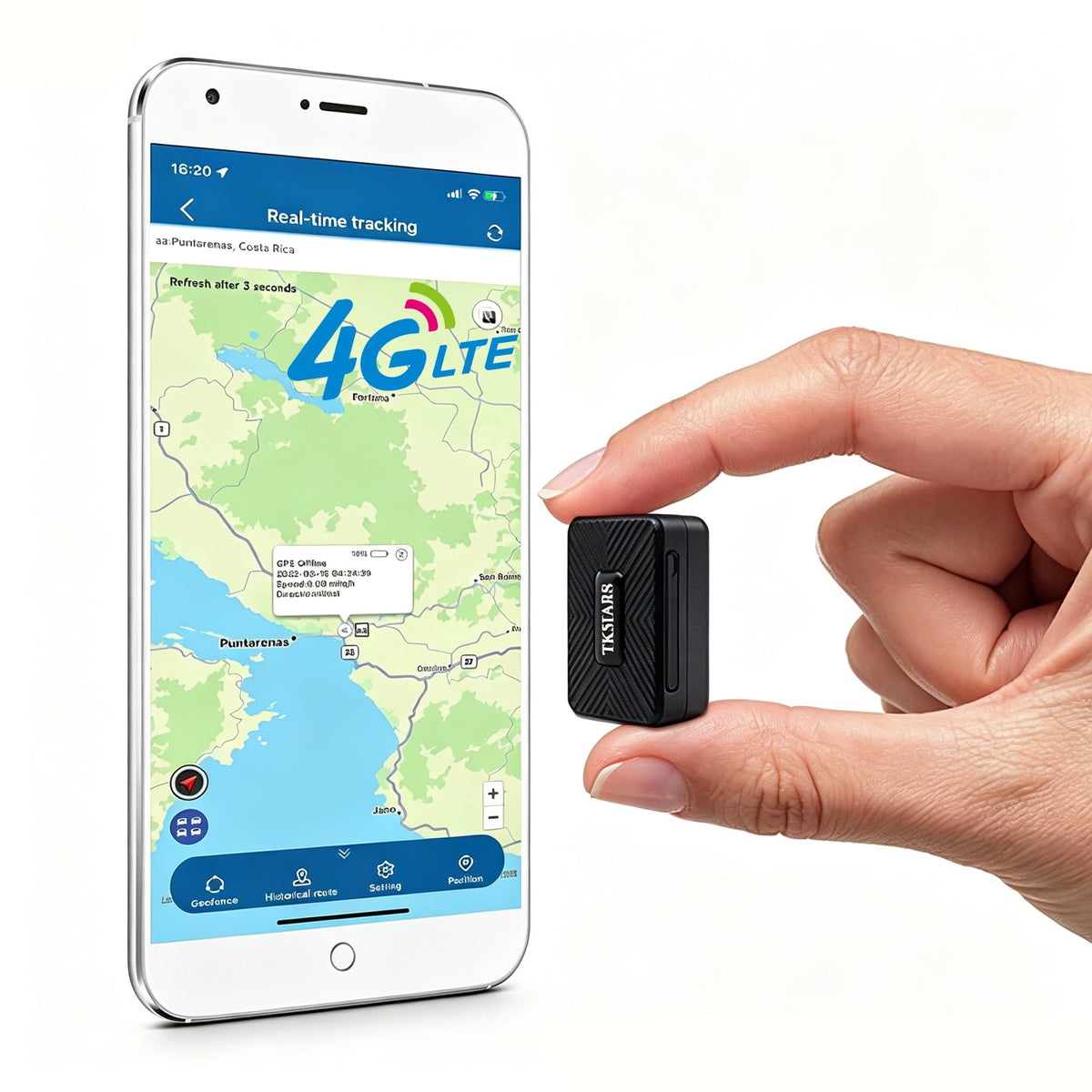 4G GPS izsekotājs automašīnai TKMARS, mini, bez abonementa, 1500mAh akumulators, atrašanās vieta reāllaikā, brīdinājumi ar SMS un lietotni, magnētisks, diskrēts, pret nozaudēšanu