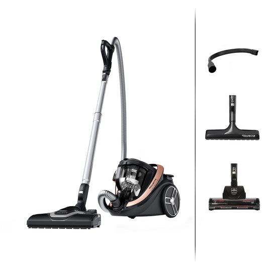 Rowenta Silence Force Cyclonic Vacuum - High suction power, low energy consumption, HEPA filtration, XXL capacity, Black/Rose Gold