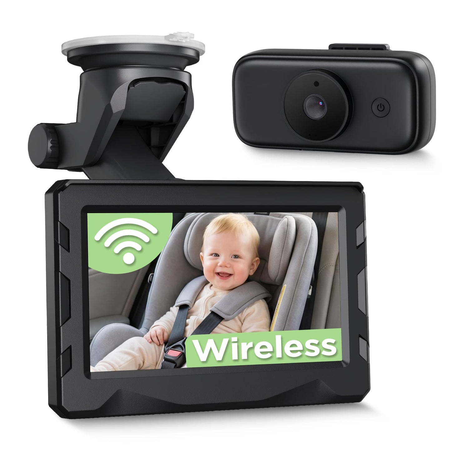 Bezvadu mazuļa kamera auto NUOTUN ar 40H akumulatora darbības laiku un 1080P nakts redzamību