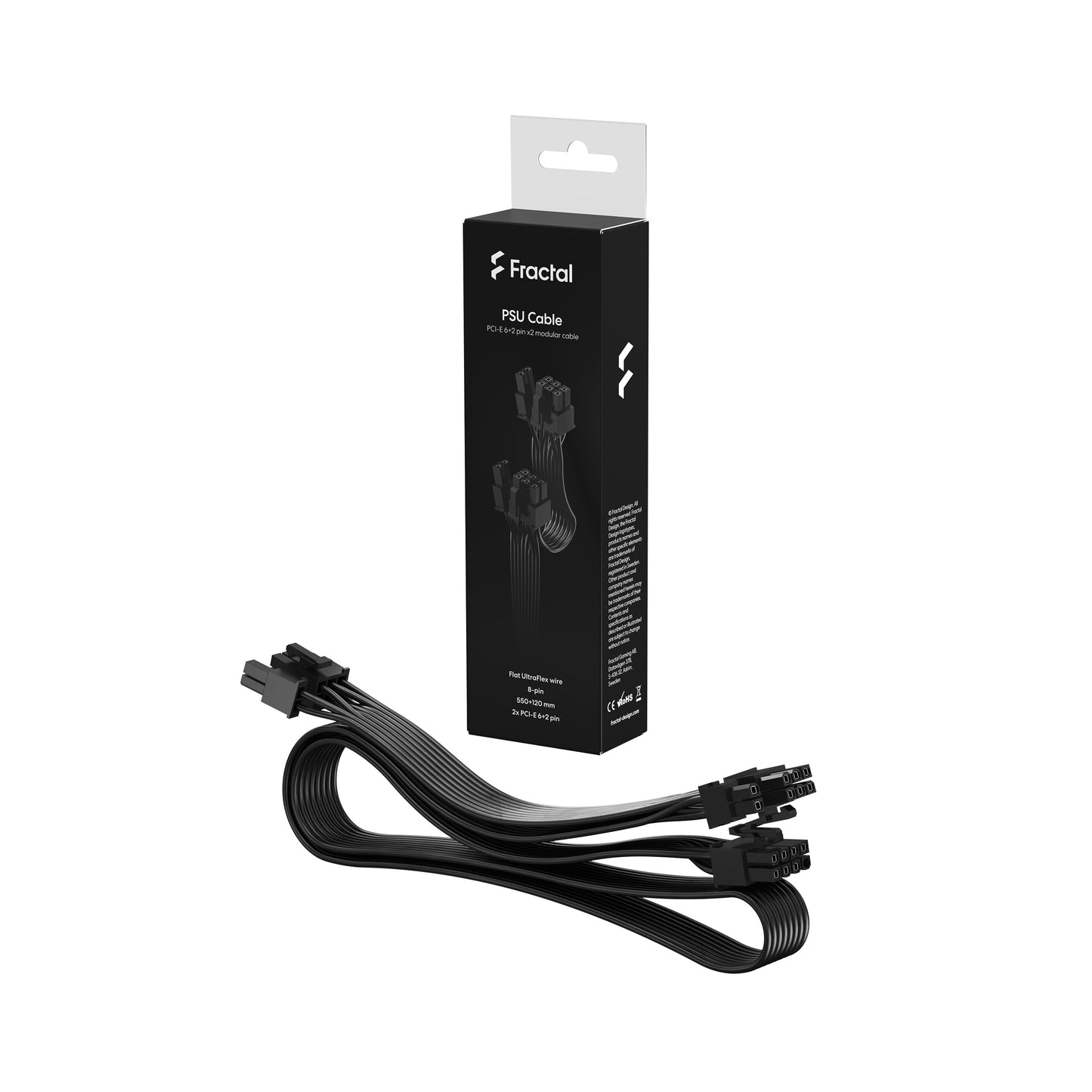 Fractal Design PCI-E 6+2 pin x2 modular cable - High-quality, flexible design for optimal GPU power connectivity.