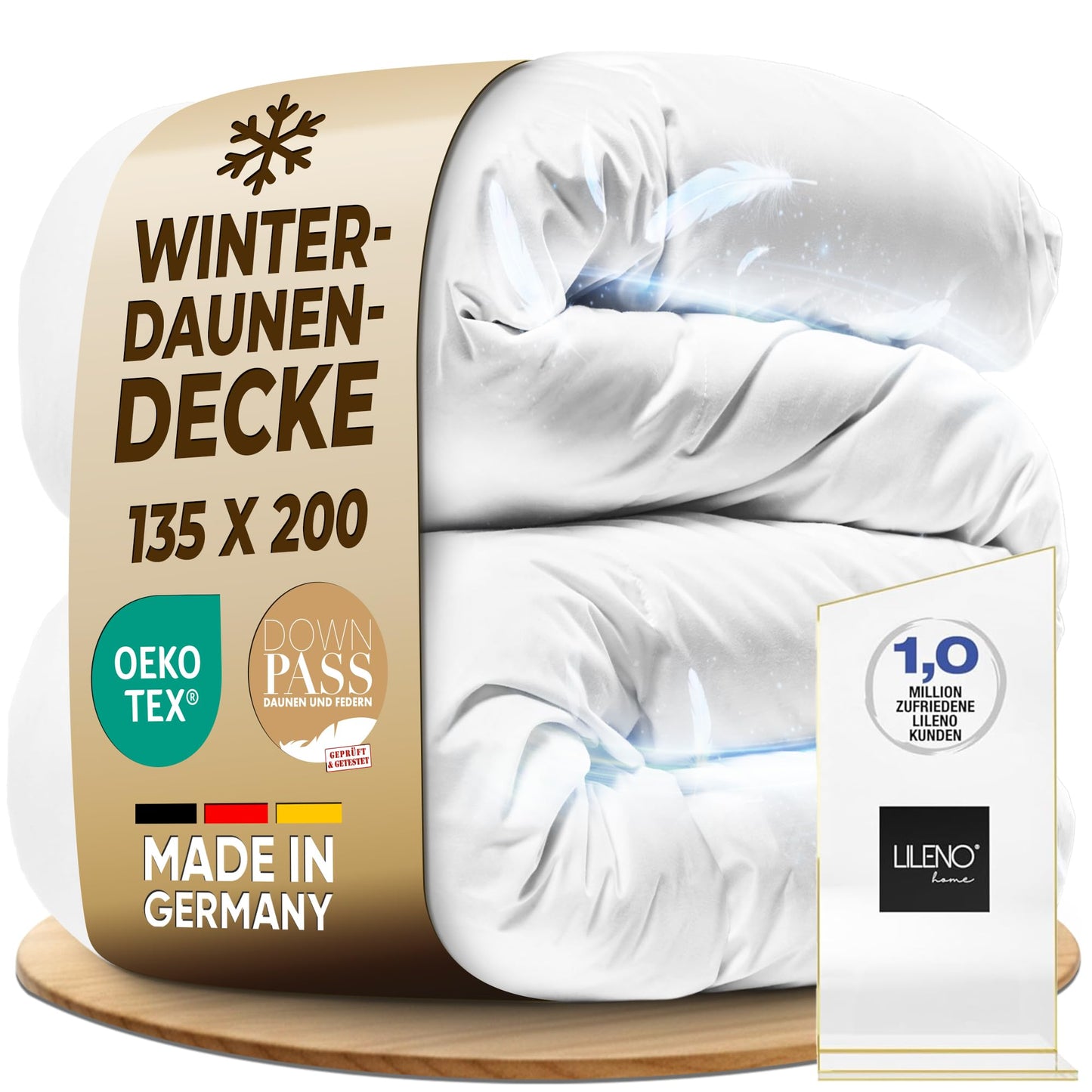 Ziemas sega LILENO HOME 135x200 dūnu (90% dūnas / 10% spalvas)