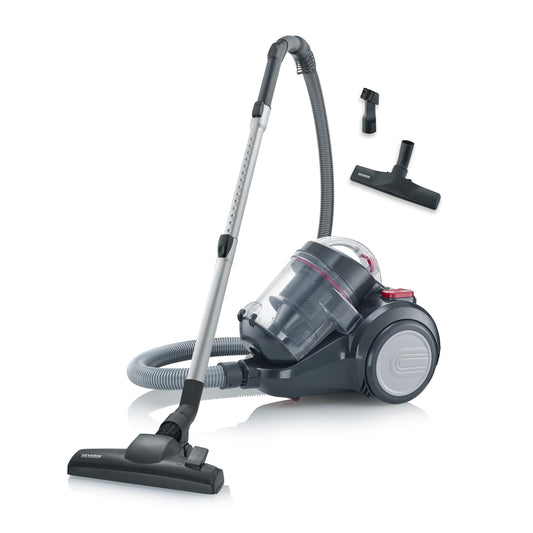 SEVERIN bezmaisu ciklona putekļsūcējs - 800W, nemainīga sūkšanas jauda, 9m darbības rādiuss, 2,1L, melns-sarkans, CY 7089