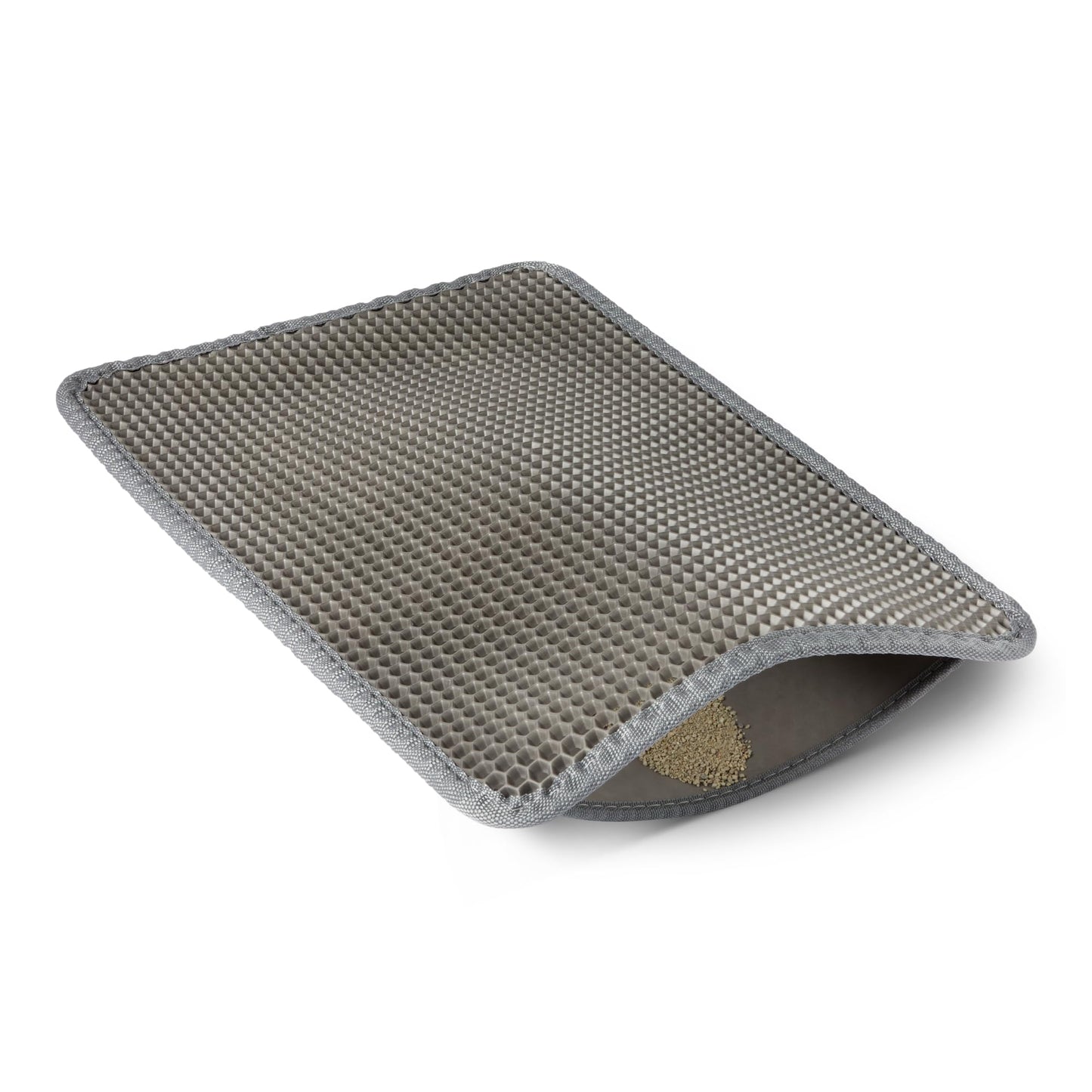 Kaķu paklājiņš, divslāņu, šūnveida virsma, ūdensnecaurlaidīgs, neslīdošs, BPA nesaturošs, 61 cm x 38 cm, pelēks, kaķu tualetei