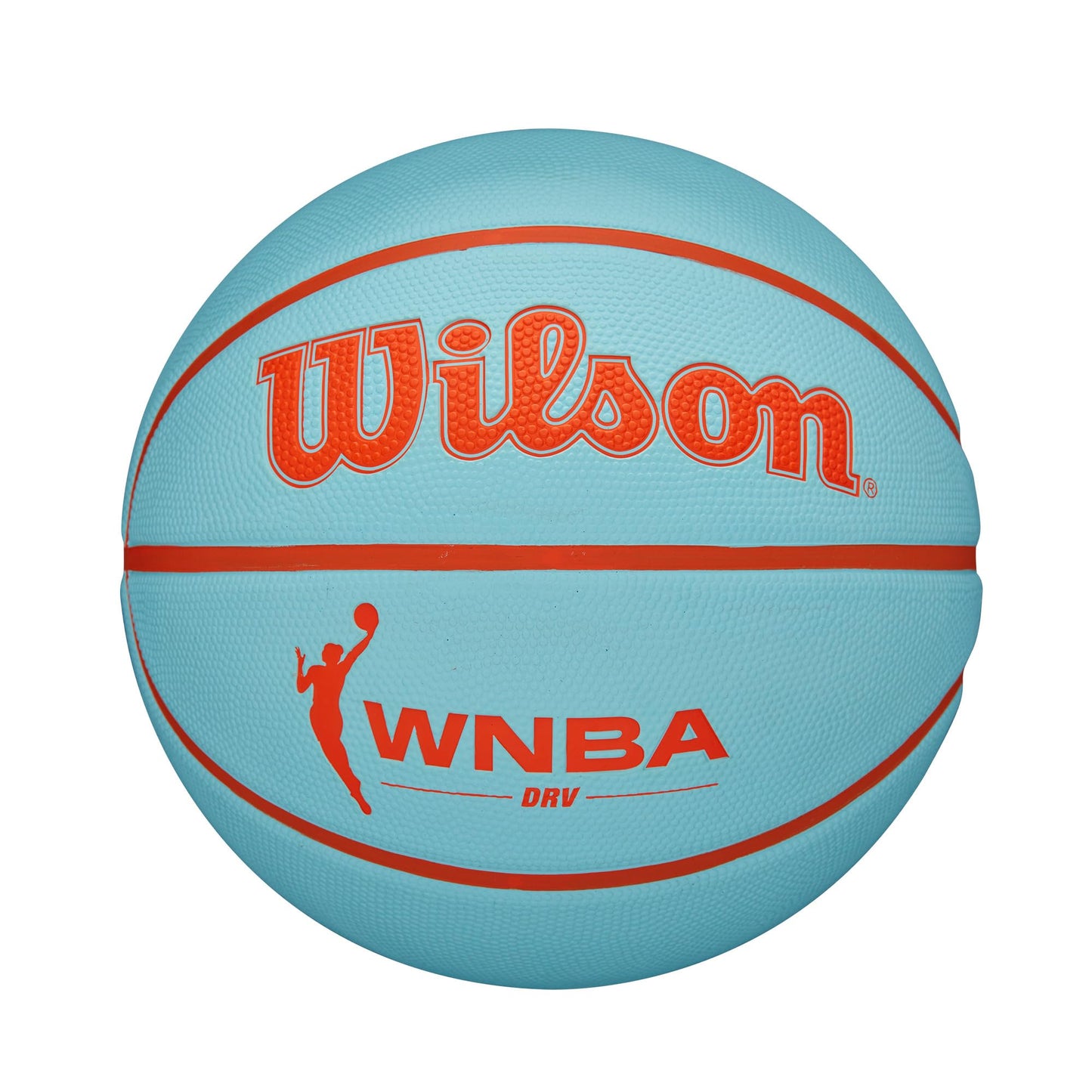 Basketbola bumba Wilson WNBA DRV, ar precīzijas kanāliem un veiktspējas ārējo pārklājumu, augsta gaisa stabilitāte, Aqua/Orange, 6. izmērs