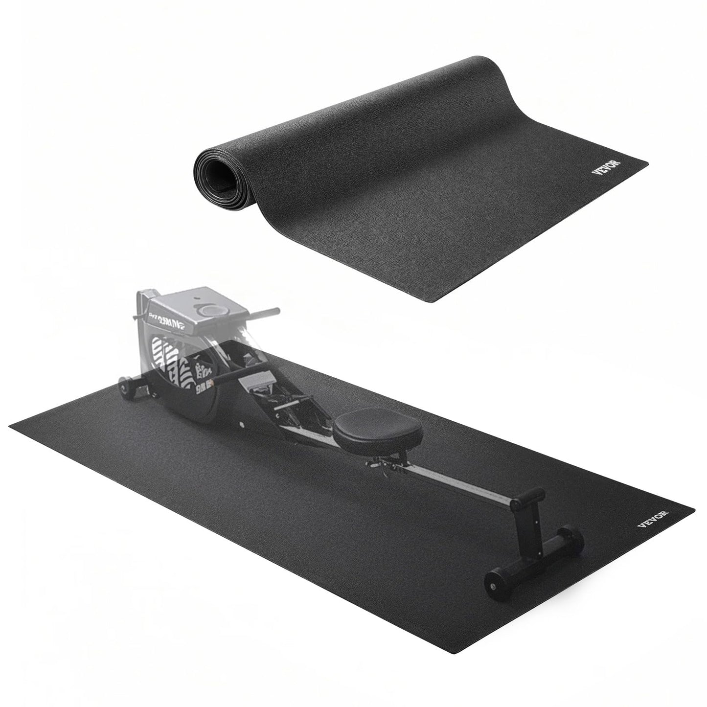 Treniruoklių kilimėlis VEVOR 90 x 200 cm, 4 mm, aukšto tankio PVC, grindų apsaugos kilimėlis bėgimo takeliui, elipsiniam treniruokliui, irklavimo treniruokliui