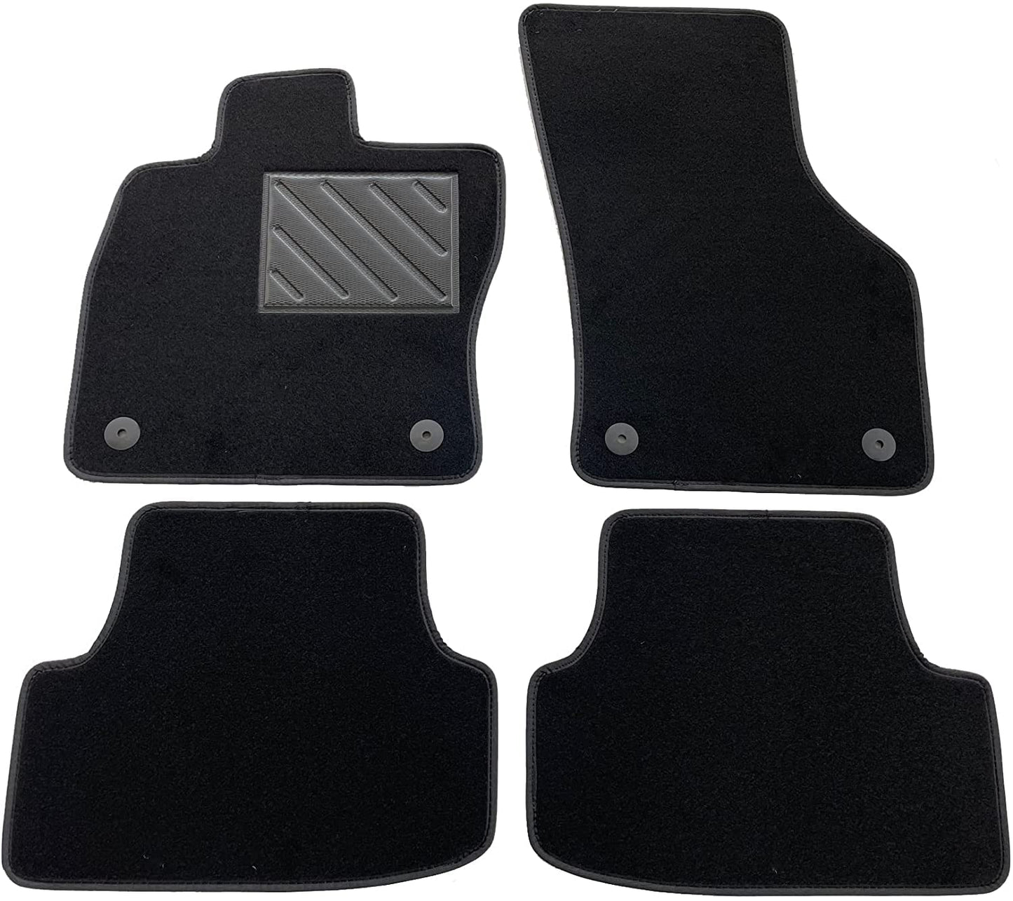 Paklājiņi Seat Leon III no 2012. gada, precīzi pielāgoti, neslīdoši, pastiprināta gumijas papēža aizsardzība un stiprinājuma pogas.