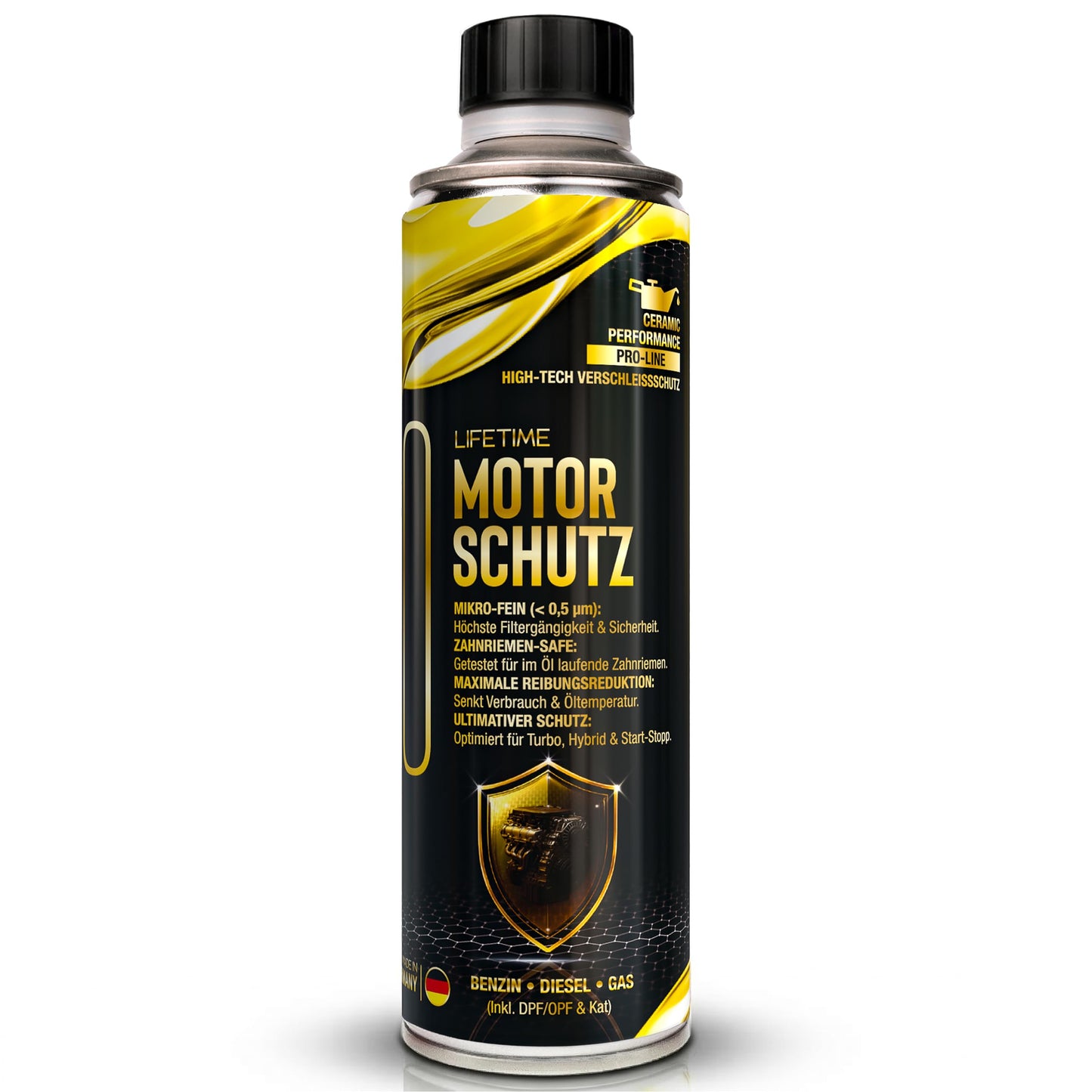 Motora eļļas piedeva LIFETIME MOTORSCHUTZ Mikro-Keramik benzīna un dīzeļdzinējiem, keramikas nodiluma aizsardzība, 300ml