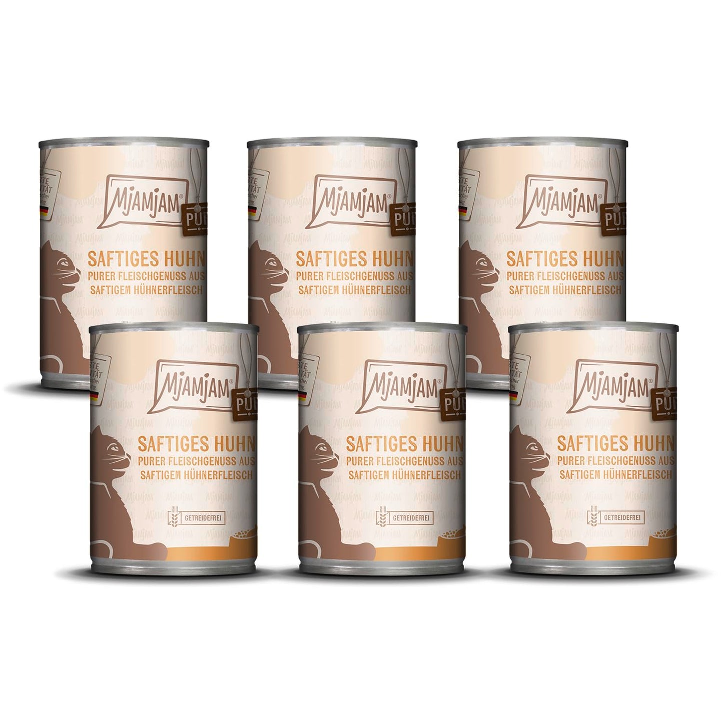 MjAMjAM premium mitrā barība kaķiem, tīra gaļas bauda, sulīga vistas gaļa, 6 iepakojums (6 x 400g), bez graudaugiem, ar īpaši lielu gaļas daudzumu