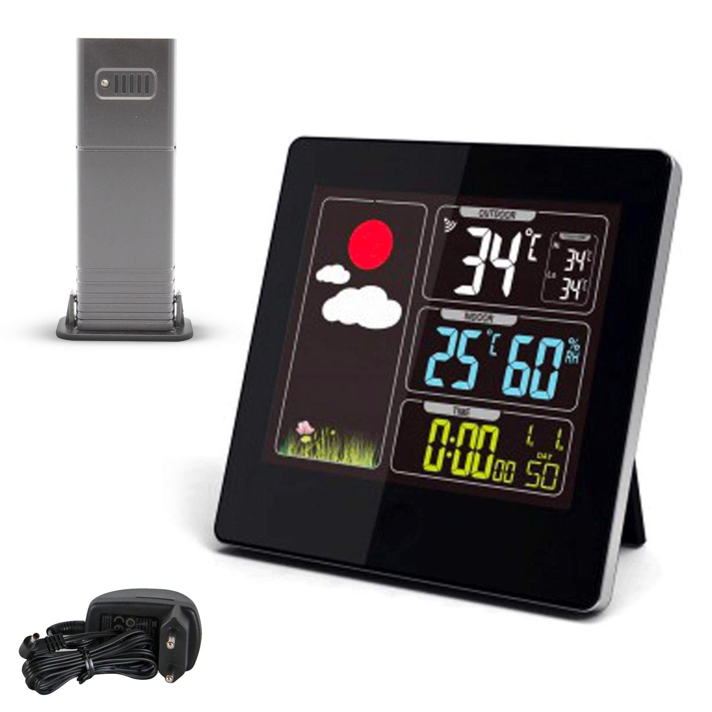 Laikapstākļu stacija FISHTEC ® ar LCD krāsu displeju, āra sensors