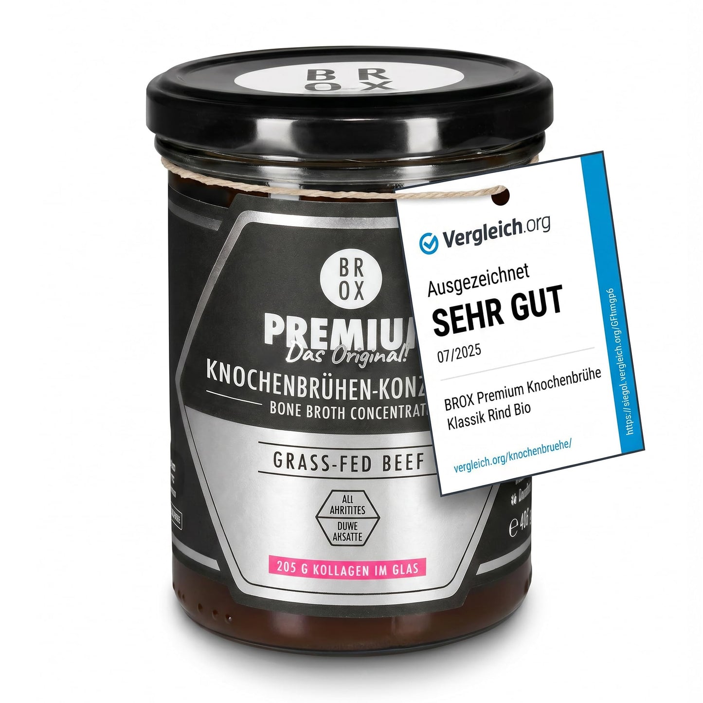 Liellopa kaulu buljona koncentrāts BROX Weiderind (465 g) – 24 h vārīts, 205 g kolagēna, 3 sek. pagatavošana – 11,5 L liellopa buljona, bez piedevām, 46 porcijas