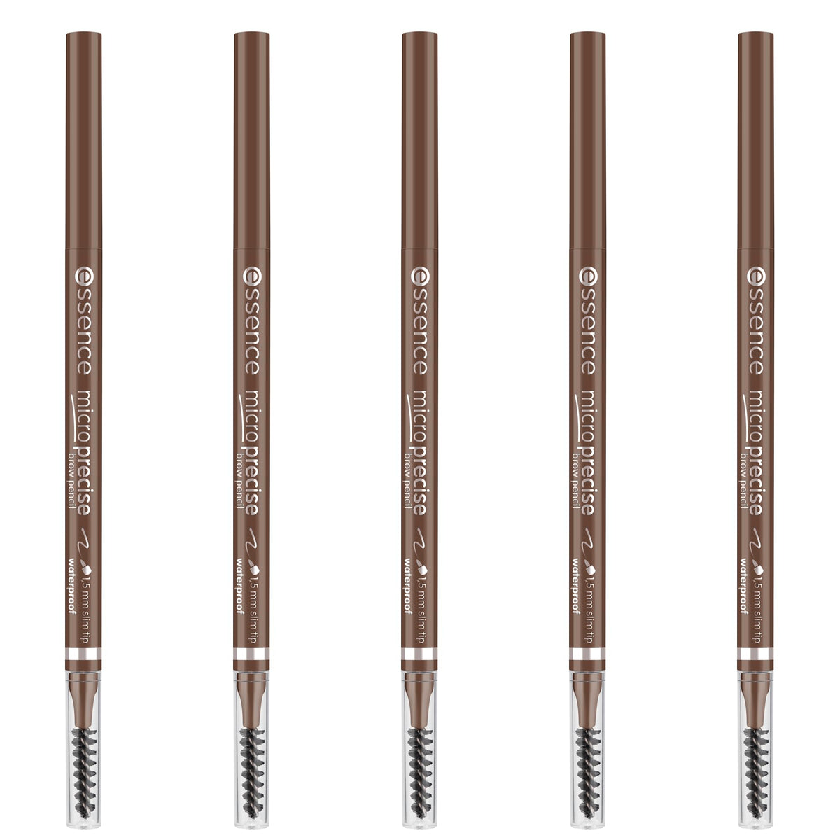 Uzacu zīmulis essence micro precise brow pencil, Nr. 03, Brown, ilgnoturīgs, definējošs, dabisks, vegāns, ūdensnoturīgs, bez mikroplastmasas daļiņām, bez parabēniem, 5 gab. iepakojums (5x0.05g)