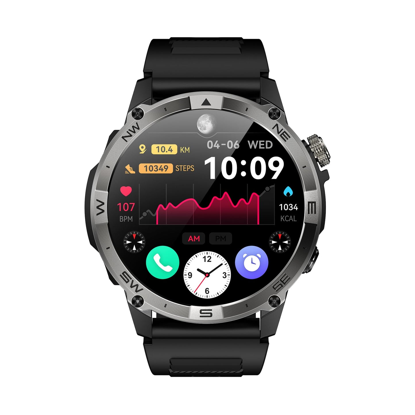 VALDUS VG40 PRO (2025) - Melns veselības pulkstenis ar AMOLED displeju un telefonijas funkciju, izturīgs sportistiem