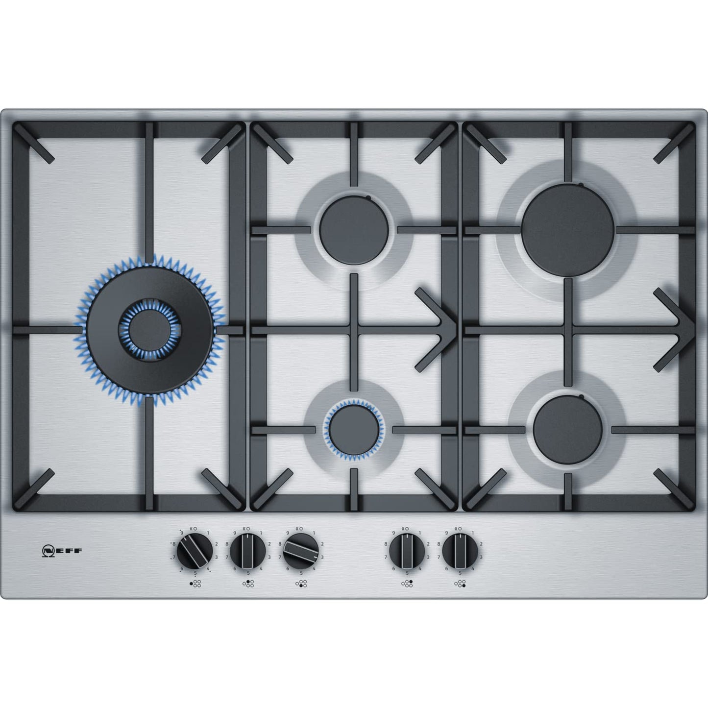 NEFF T27DS79N0, N 70, gāzes plīts, autonomā gāzes plīts 75 cm plata, FlameSelect, trauku mazgājamai mašīnai droši katlu turētāji, vienas rokas sprādziena aizdedze, nerūsējošais tērauds