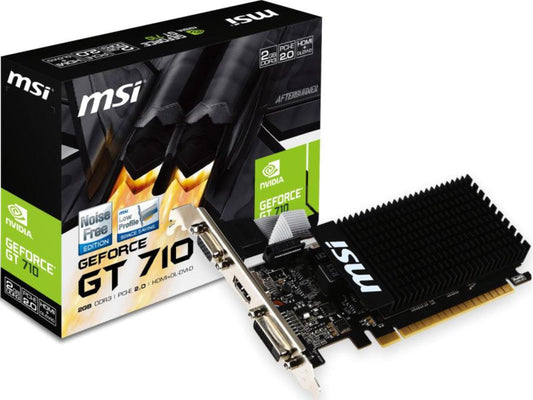 MSI GeForce GT710 GT 710 2GD3H LP - Low-profile graphics card, 2GB DDR3 memory, ideal for multimedia and light gaming.