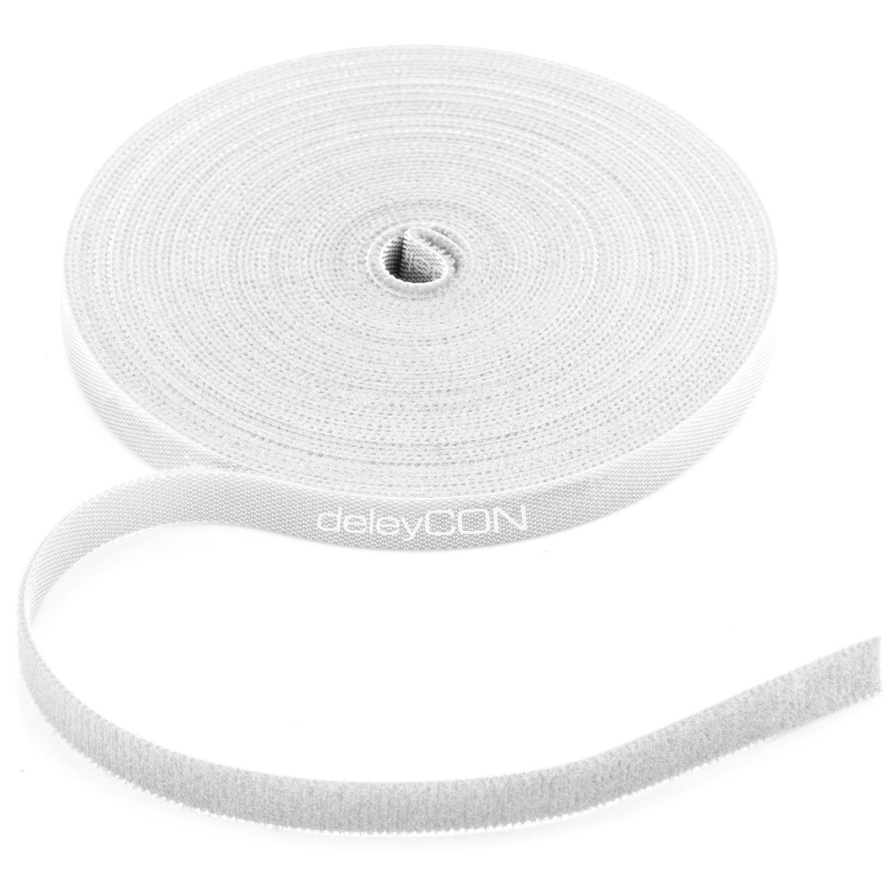 Kabeļu savilcēji ar Velcro lente deleyCON 10 m, 10 mm, griežami pēc izmēra, balti