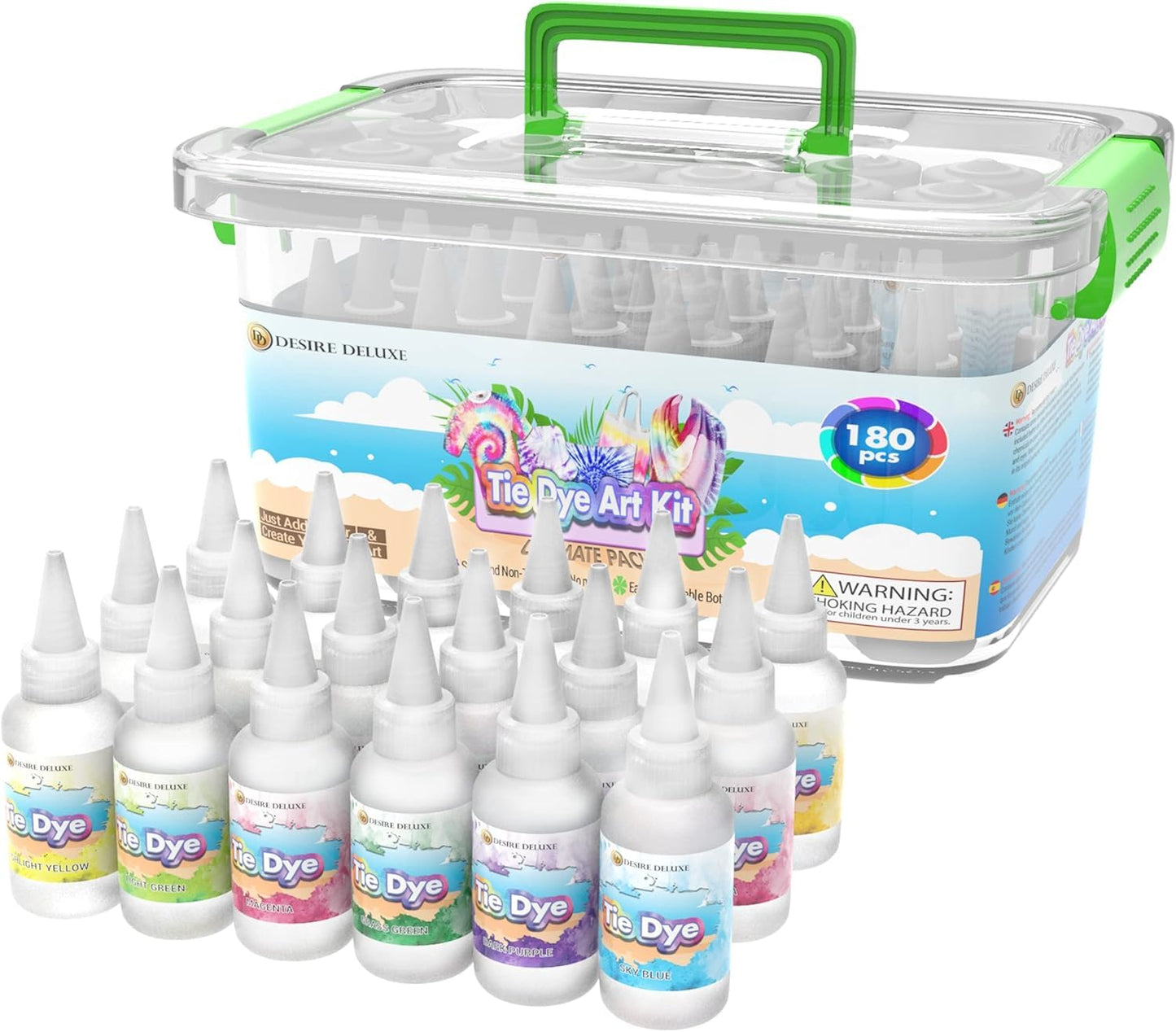 Desire Deluxe tie-dye krāsošanas komplekts, 18 krāsu tekstila krāsa apģērbam, permanenta, kokvilnai, radošs rokdarbu komplekts ar krāsu pulveri un piederumiem