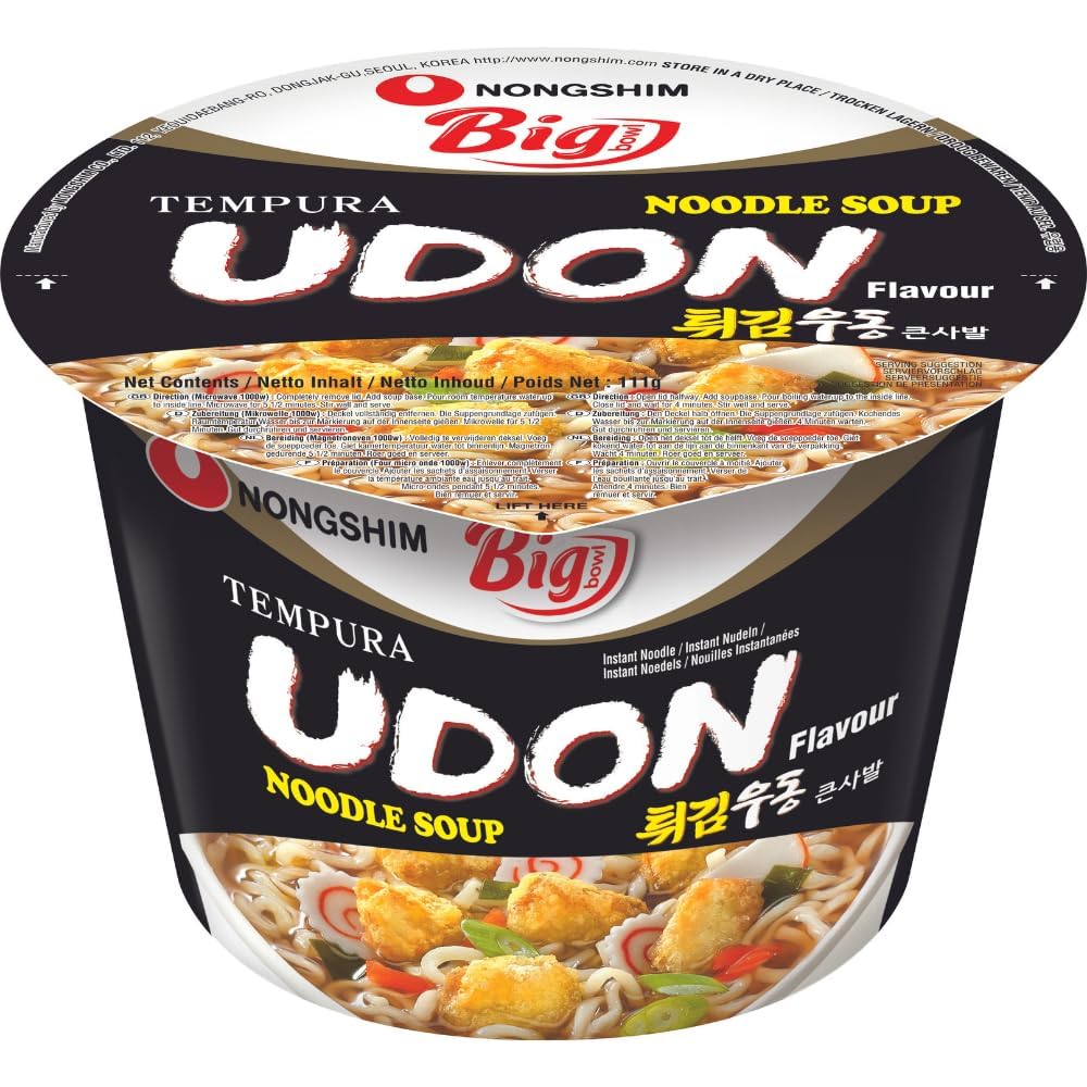 NONGSHIM Big Bowl Udon ātrās nūdeles 111 g, korejiešu stils, ātra maltīte