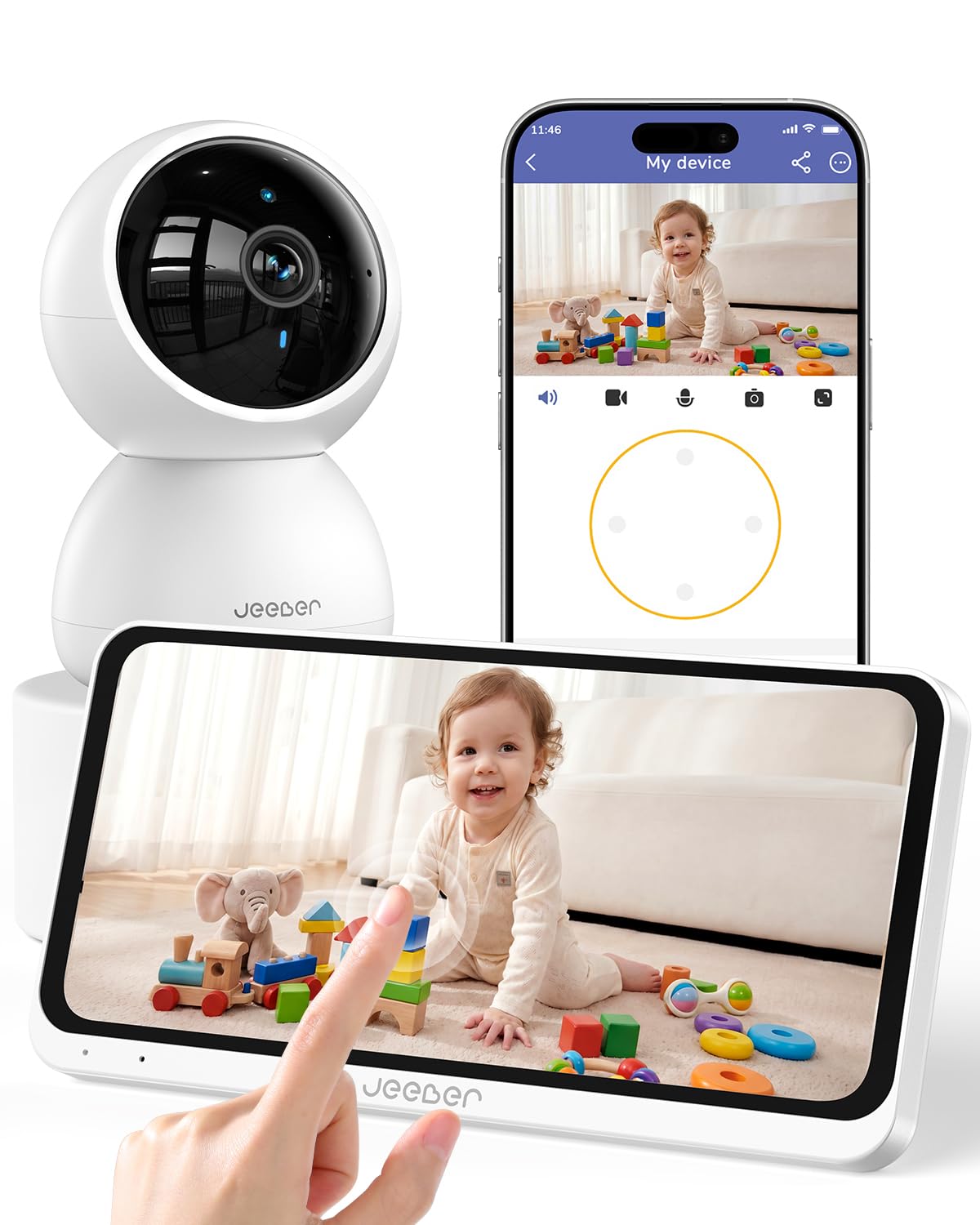 jeeber skārienekrāna un dalītā ekrāna 6.5" WLAN baby monitors ar kameru un lietotni