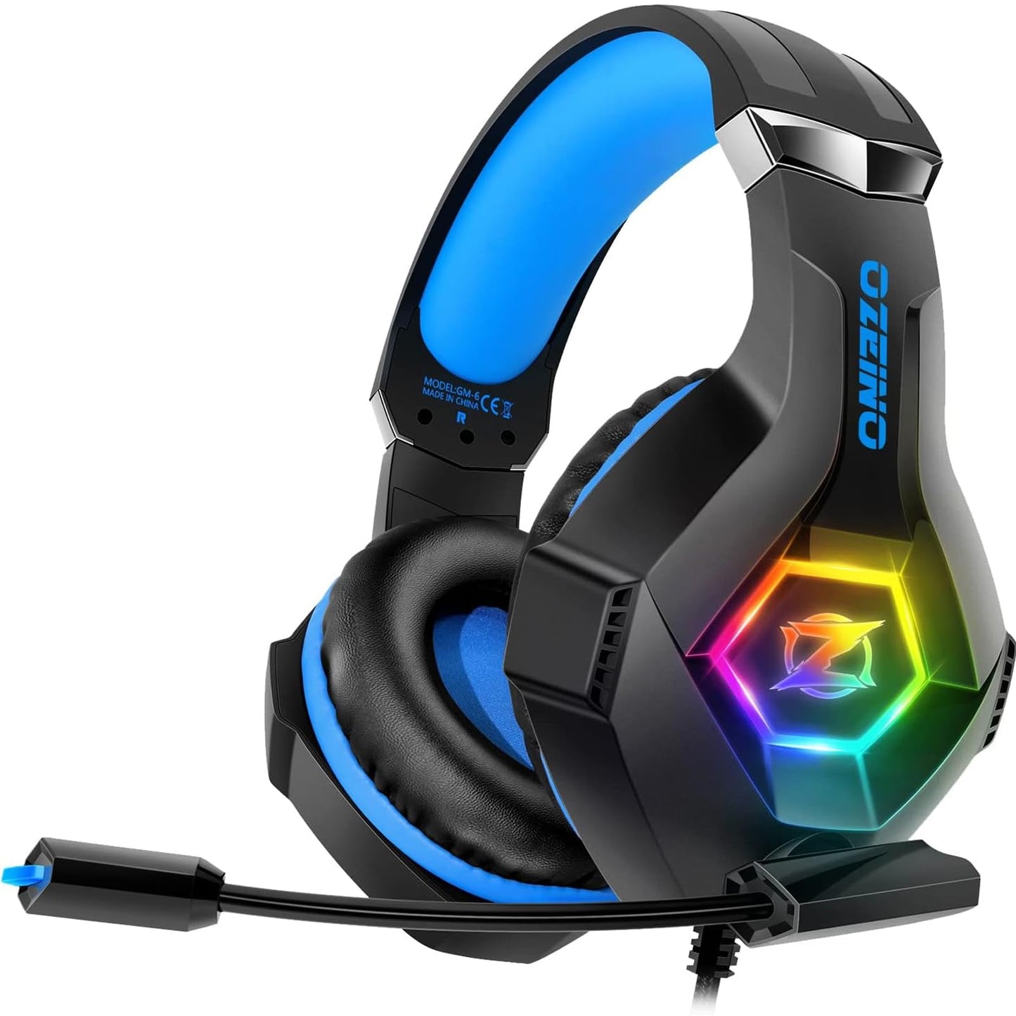Spēļu austiņas Ozeino ar mikrofonu Xbox, PS4, PS5 un PC, 3D telpiskā skaņa, trokšņu slāpēšana, RGB apgaismojums, 50 mm neodīma draiveri