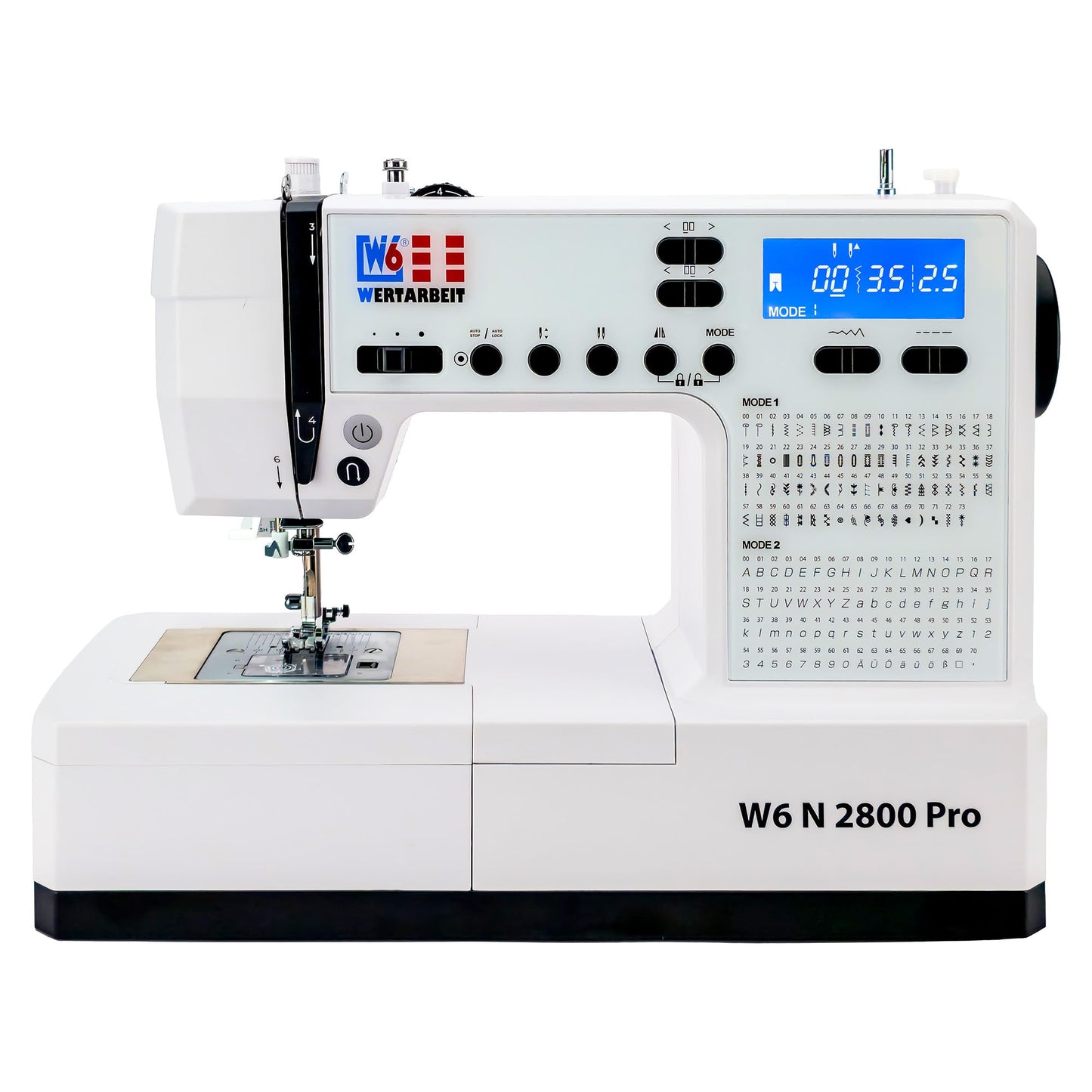 Šujmašīna W6 WERTARBEIT N 2800 Pro ar brīvo roku, 143 programmas un alfabēts, balta