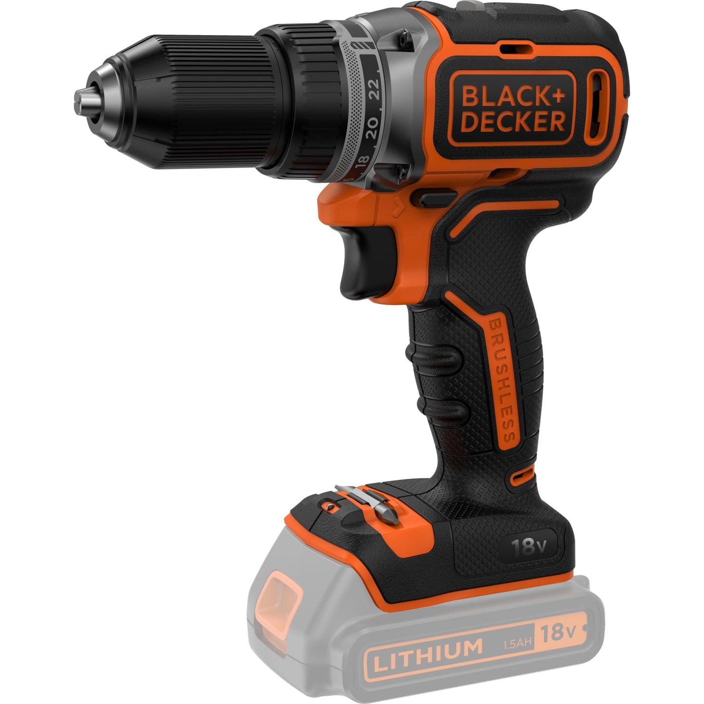 Black + Decker 18V akumulatora urbjmašīna - bezsuku motors, komplektā bez akumulatora un lādētāja, viegla un jaudīga.
