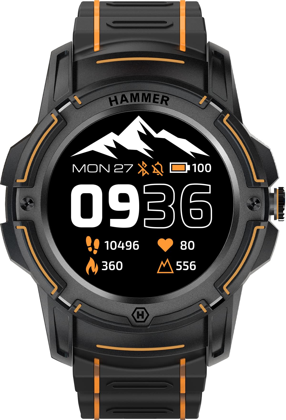 Hammer Watch Plus - AMOLED screen, waterproof, dustproof, shock-resistant, IP68, 300 mAh battery, fitness tracker.