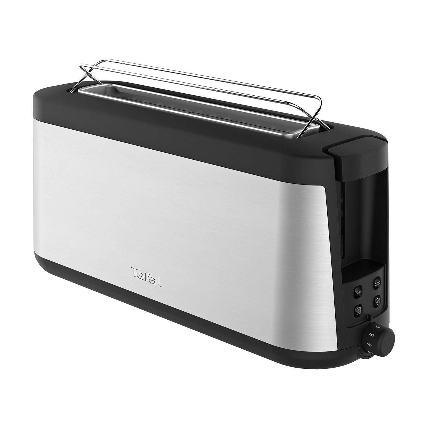 Tefal Element garais tosteris TL4308 | 7 brūnināšanas līmeņi | 1000 vati | Iebūvēts maizīšu turētājs | Elegants dizains | Melns/ nerūsējošais tērauds