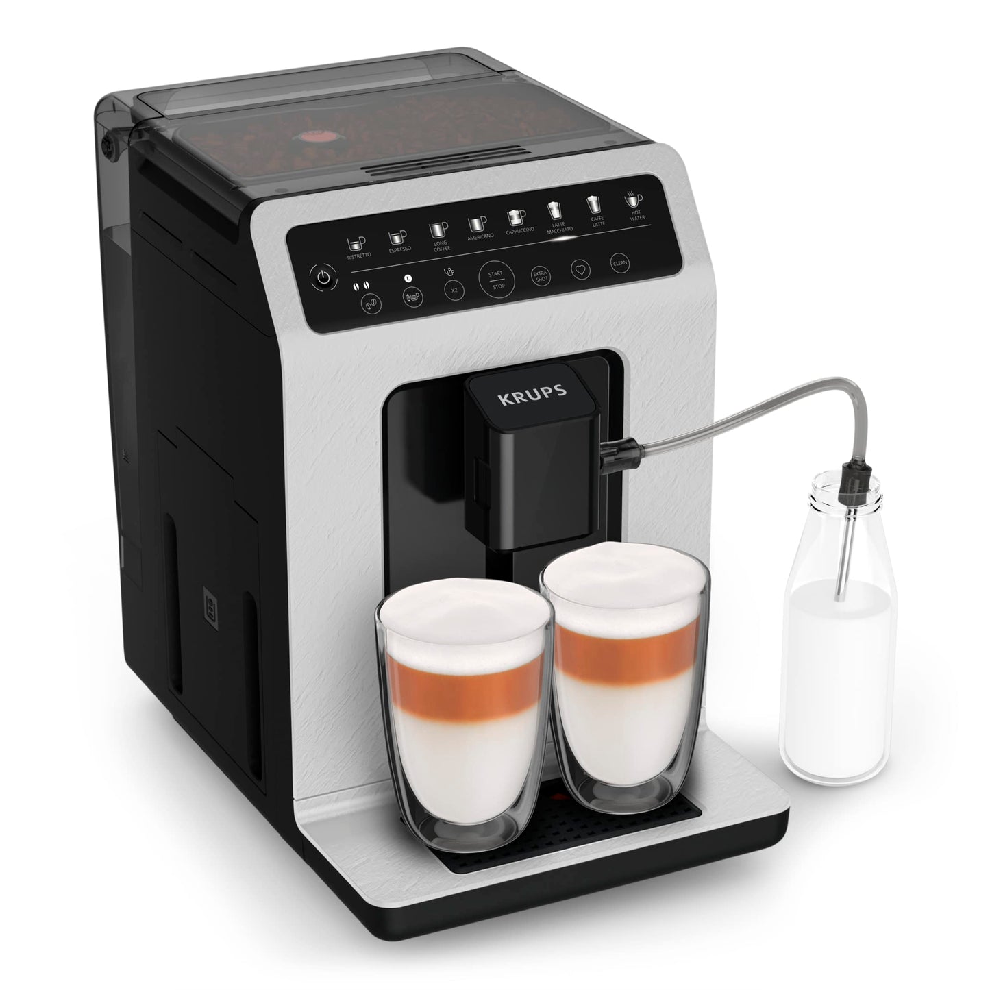 KRUPS kafijas automāts - 7 iepriekš iestatīti dzērieni, kapučīno, espresso, One-Touch sistēma, Evidence Eco-Design