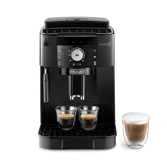 De'Longhi Magnifica S ECAM11.112.B - pilnībā automātiska kafijas automāts, piena putošanas uzgalis, 2 tasīšu funkcija, melns