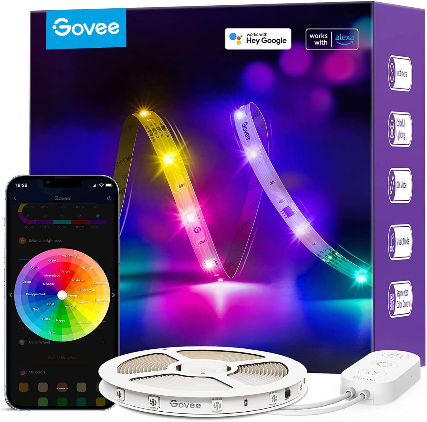 LED lente Govee 5m, Smart RGBIC LED sloksne ar Alexa