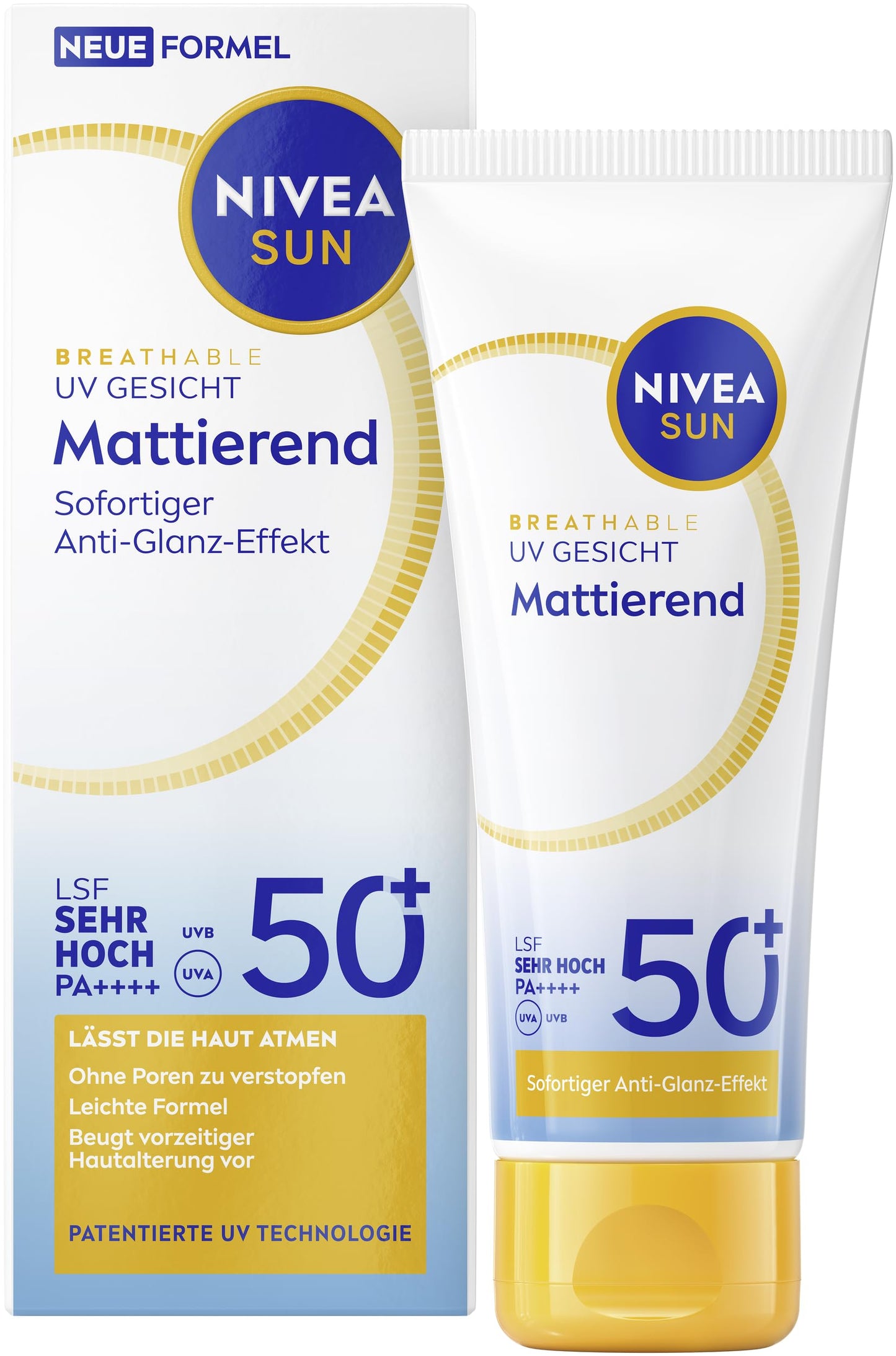 Sejas saules krēms NIVEA SUN Breathable UV Face Mattifying SPF50+, matējošs, 40 ml