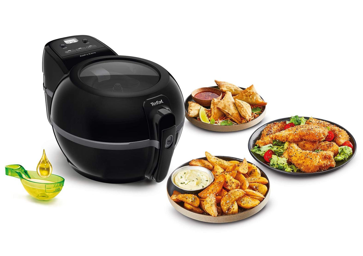 Tefal FZ7228 ActiFry Extra - 1550W AirFryer, 1.2kg capacity, high-speed air flow, timer, energy-saving, healthy oil-free frying, black.