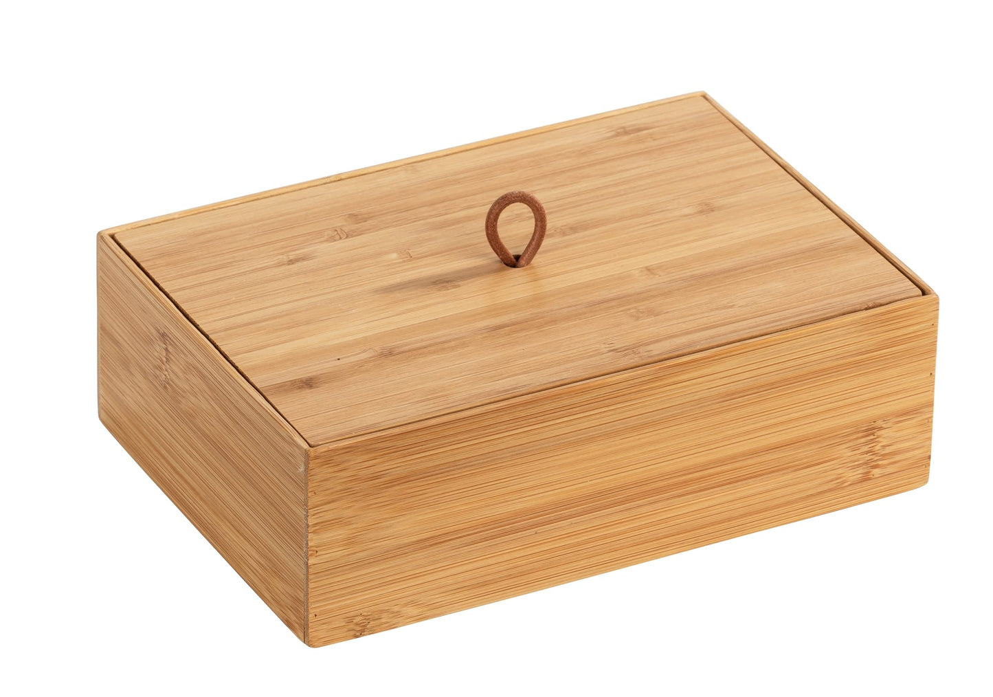 WENKO bambusa kaste Terra L ar vāku, uzglabāšanas kaste, vannas istabas grozs, bambuss, 22 x 7 x 15 cm, dabīga, brūna