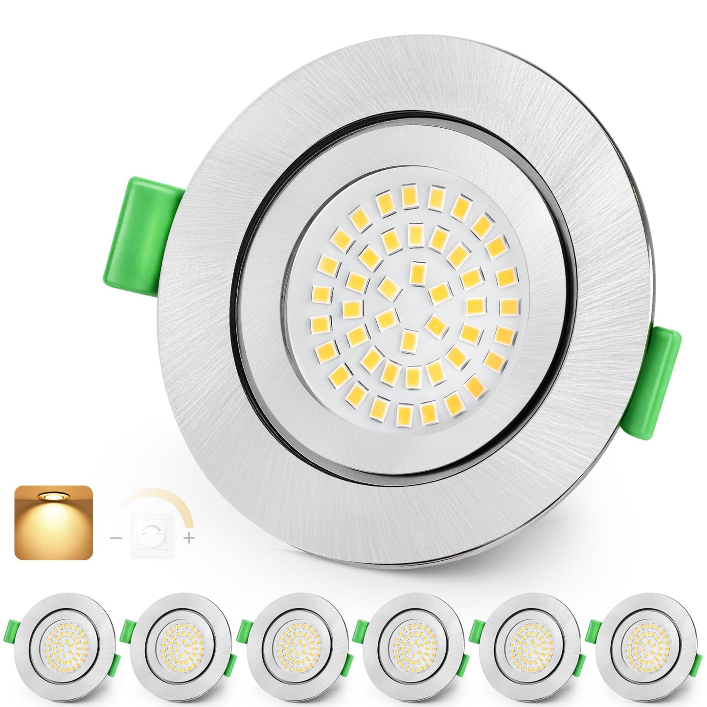 LED iebūvējamie prožektori KYOTECH 230V, dimmējami, 60-75mm, IP65, nedzīvi rotējami, 6er Set