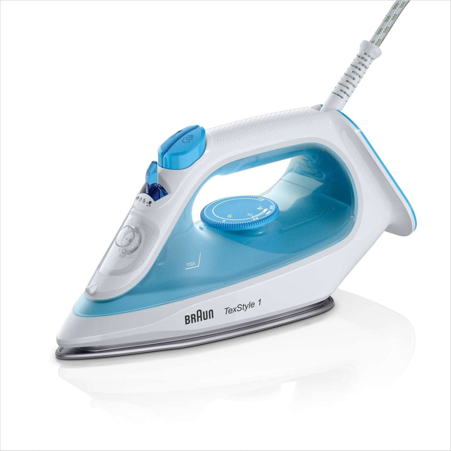 Braun TexStyle 1 SI 1050BL - SuperCeramic gludināšanas virsma, vertikālais tvaiks, 2000 vati, zils