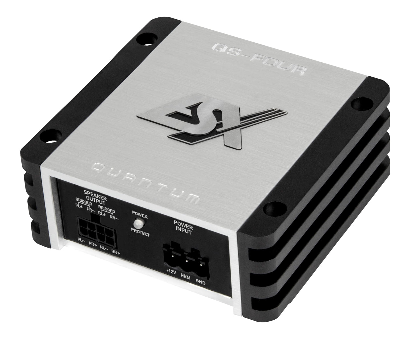 Auto pastiprinātājs ESX QUANTUM QS-FOUR-ISO, ultra kompakts Full Range Class D, 240 W RMS, Plug&Play ISO kabelis