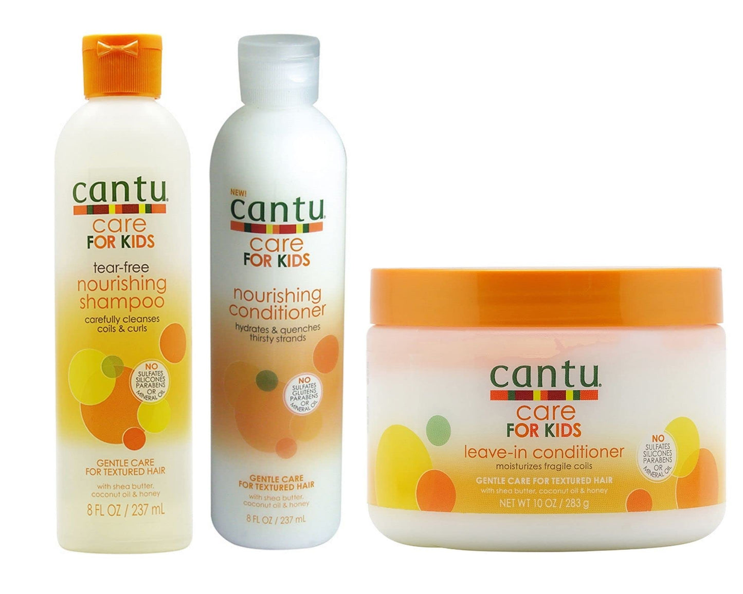 Bērnu matu kopšanas komplekts Cantu Care for Kids: maigs šampūns, kondicionieris un nenoskalojama matu maska, 3 gab.