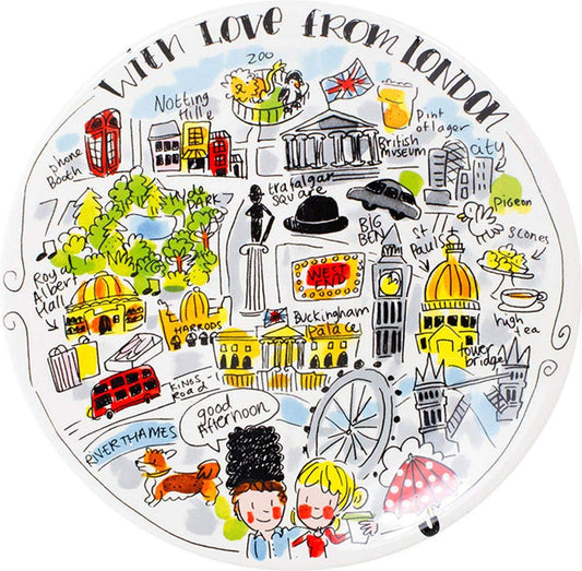 Blond Amsterdam Pilsēta - Brokastu šķīvis Ø22cm ar Londona dizainu un krāsainu ilustrāciju.