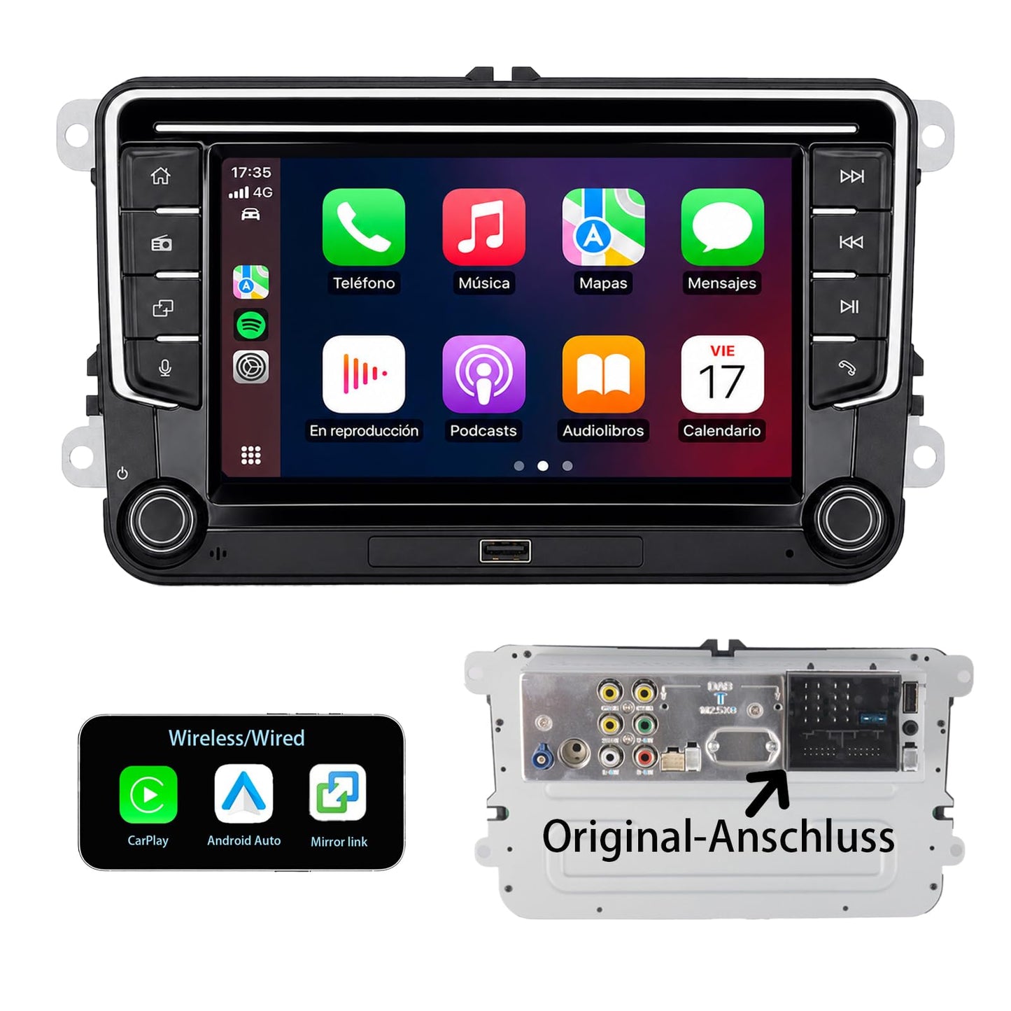 Автомагнитола YZKONG для VW Golf 5, 6, T5, Polo 6R, Passat, Linux, Wireless CarPlay, Android Auto, Bluetooth, FM/AM/RDS, USB, HiFi 100W