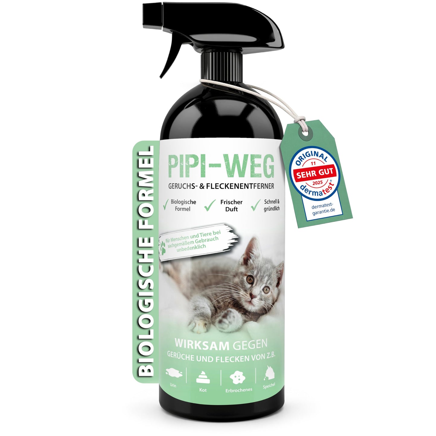 Fermentu tīrīšanas līdzeklis kaķu urīnam 750 ml ARKA PIPI-Weg Katze, smaku un traipu noņēmējs