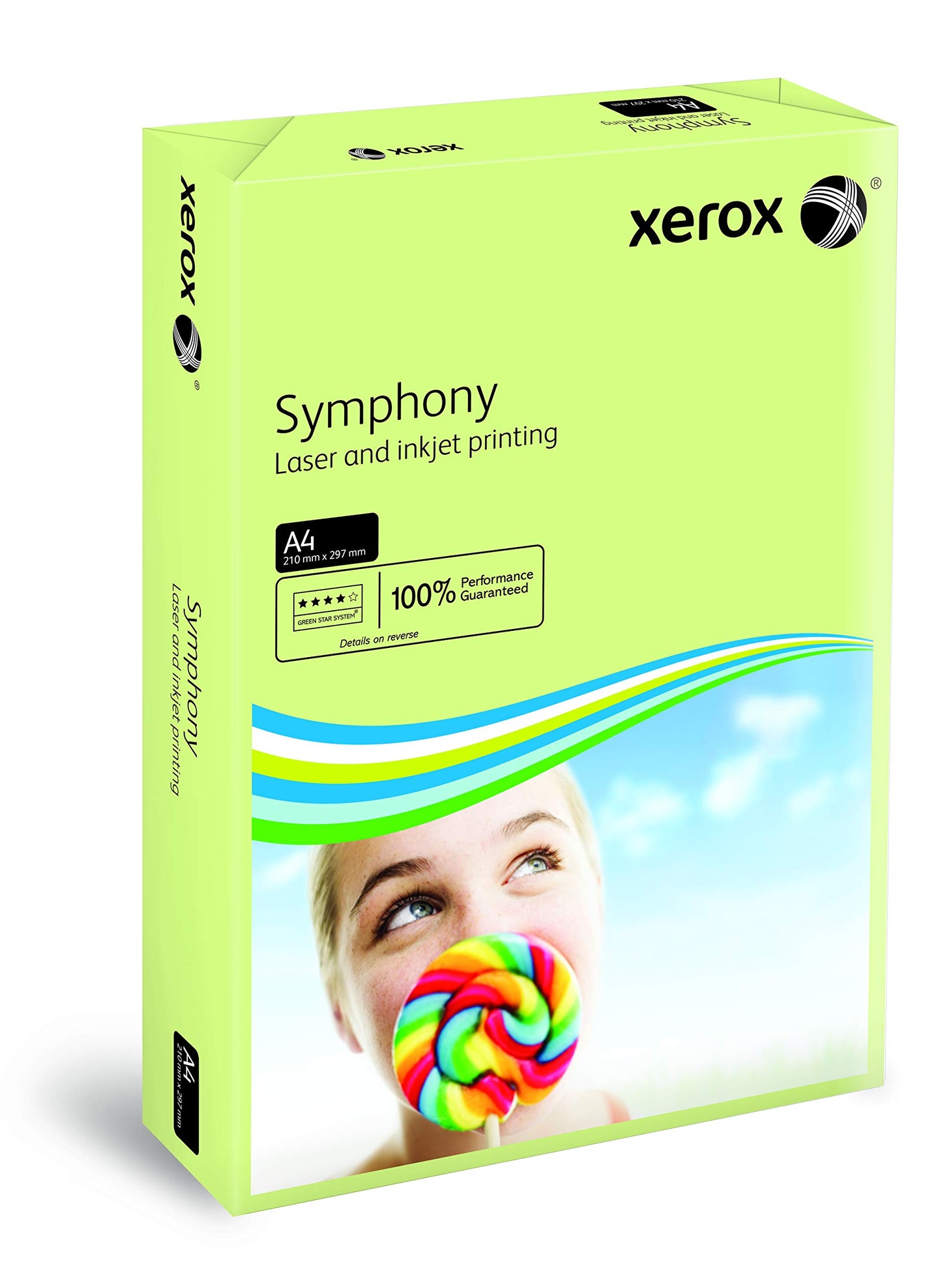 Xerox 003R93226 - Symphony pastel-colored A4 copier paper, 160 g/m², 250 sheets, green.