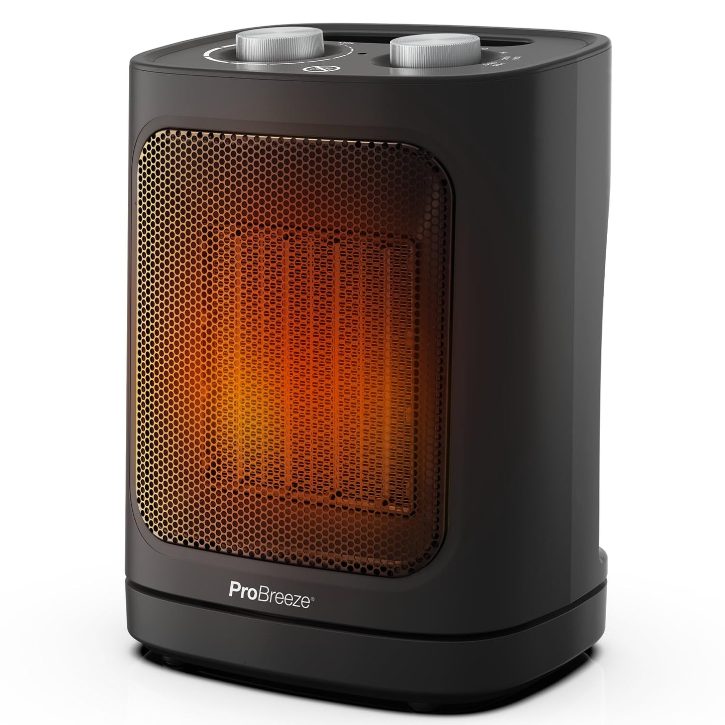Pro Breeze 1800W mini keramikas sildītājs ar diviem jaudas līmeņiem, automātisku oscilāciju un aukstā gaisa režīmu vannasistabai, viesistabai, birojam, terasei - melns