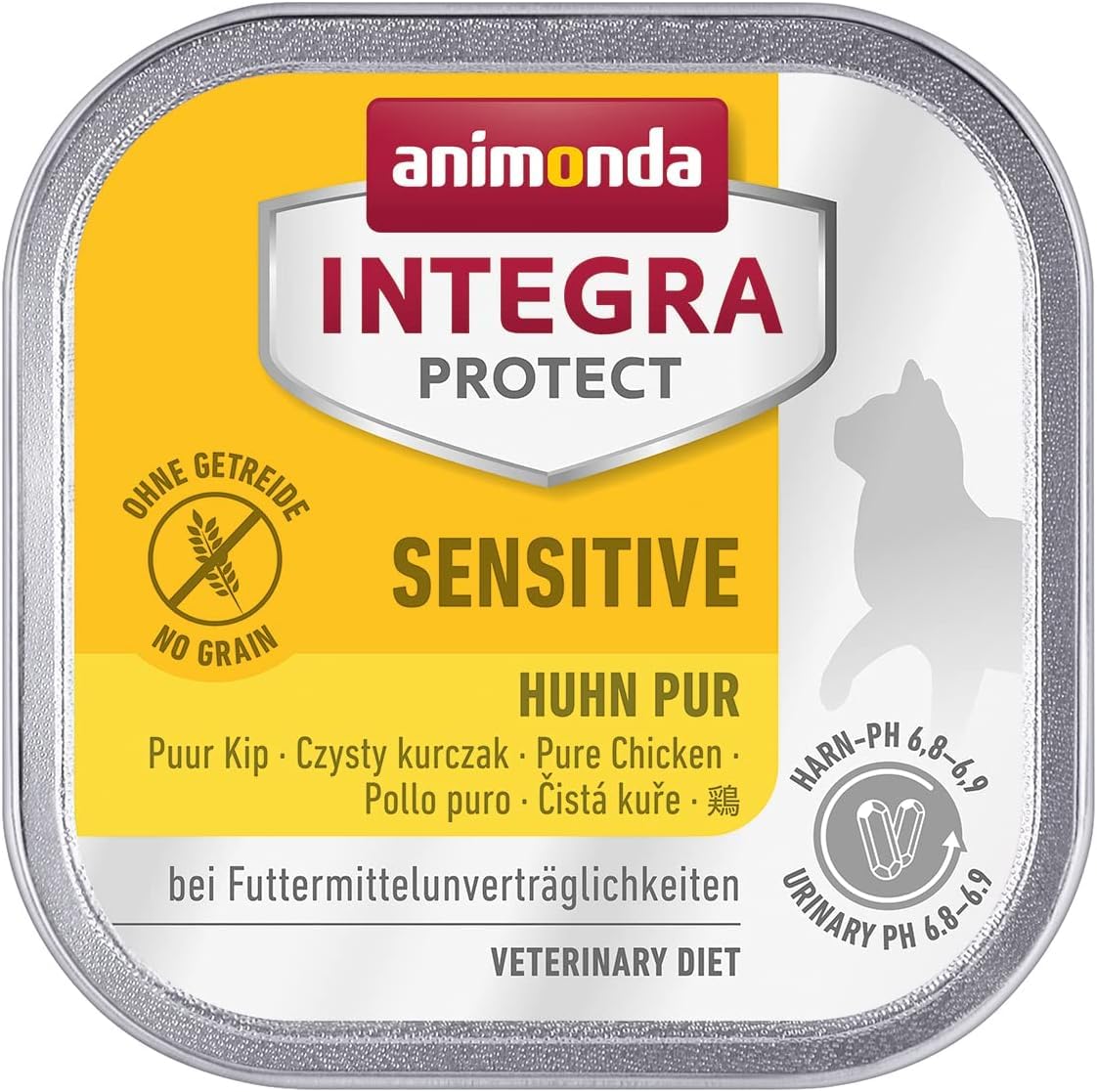 animonda INTEGRA PROTECT Sensitive vistas gaļa tīra (16 x 100 g), diētiska kaķu barība pie barības alerģijas, jutīga kaķu barība alerģiskiem kaķiem, mitrā kaķu barība bez graudiem