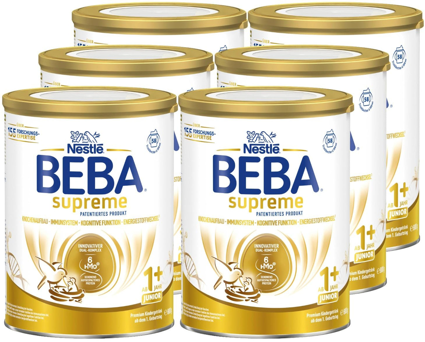 Bērnu piena dzēriens BEBA SUPREME JUNIOR 1+ ar 6 HMO, no 1 gada, 6 x 800g