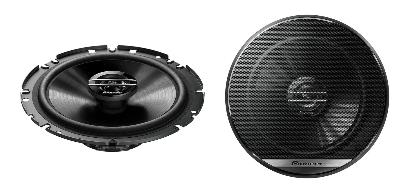 Pioneer TS-G1720F 17 cm 2-ceļu koaksiālie skaļruņi komplekts ar 2 skaļruņiem (katrs 300 W max., 40 W sinus), jaudīgs skaņas kvalitāte, augsta efektivitāte, 49.7 mm uzstādīšanas dziļums, 144 mm uzstādīšanas atvere, ar resti