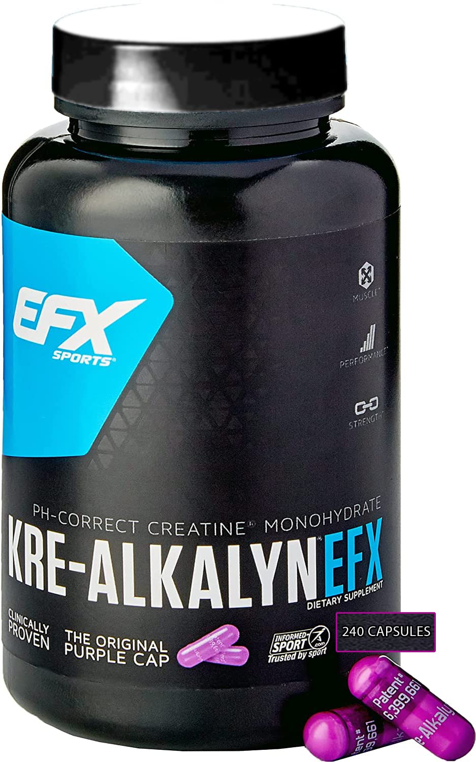 Kreatīns All American EFX Kre-Alkalyn 240 kapsulas 750 mg, Efx kapsulas (1 porcija 1500 mg)